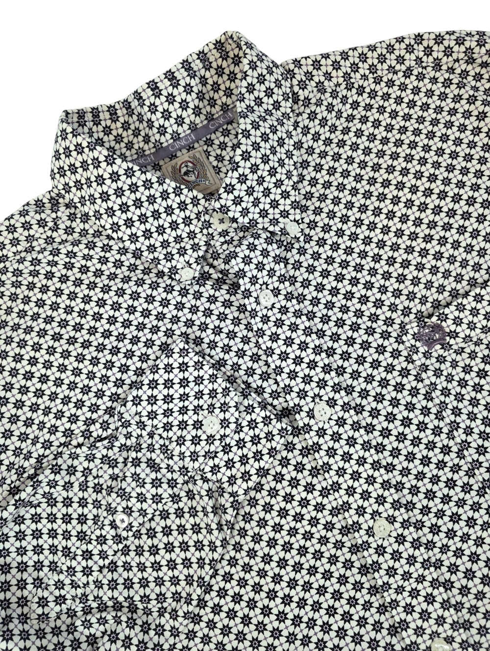 Cinch Western Button Down Shirt Men’s M Geometric Print Cotton Rodeo Cowboy